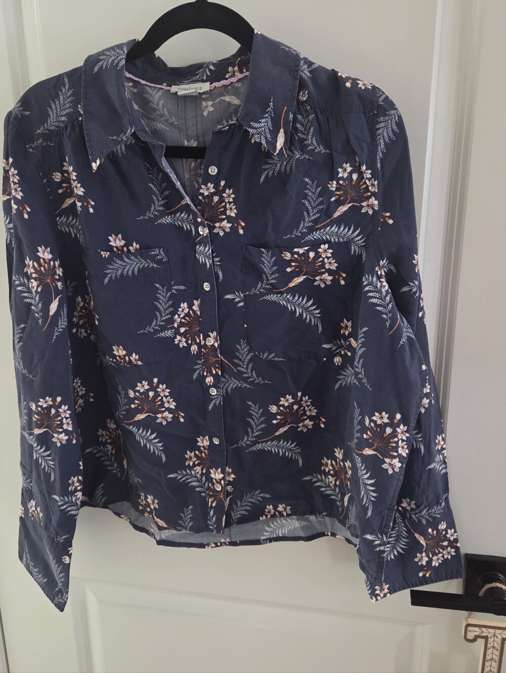 Sundance Navy Floral Button-Down Shirt with Pink & Cream Accents